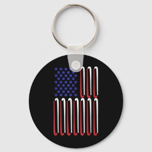 Field Hockey American Flag Field Hockey Player Us Keychain