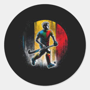 Field Hockey Belgium Men Belgian Flag Fieldhockey  Classic Round Sticker