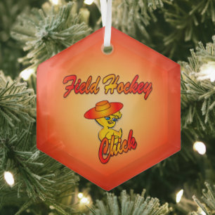 Field Hockey Chick #5 Glass Ornament