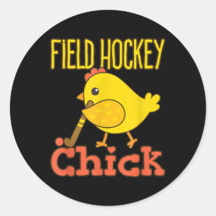 Field Hockey Chick - Cute Womens Field Hockey Play Classic Round Sticker