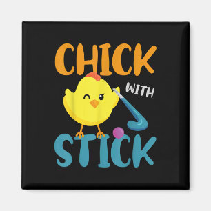 Field Hockey Chicken Chick With Stick  Magnet