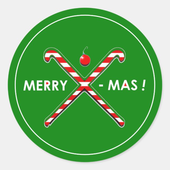 Field Hockey Christmas Classic Round Sticker (Front)