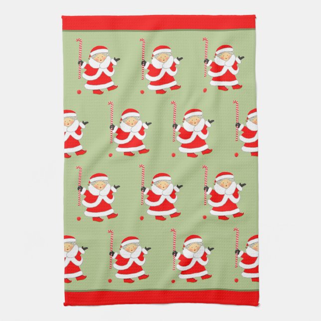 Field Hockey Christmas Kitchen Towel (Vertical)