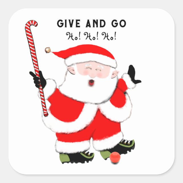 Field Hockey Christmas Square Sticker (Front)