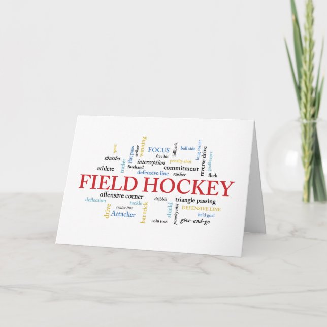 Field Hockey Coach Thank You in Words Card (Front)