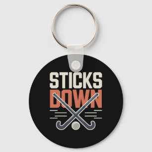 Field Hockey Defense Sticks Down Keychain