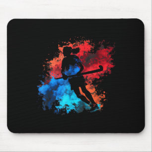 Field Hockey Field Hockey Player Flames Retro Fiel Mouse Pad