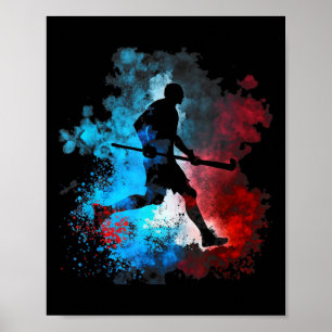 Field Hockey Field Hockey Player Flames Retro Fiel Poster
