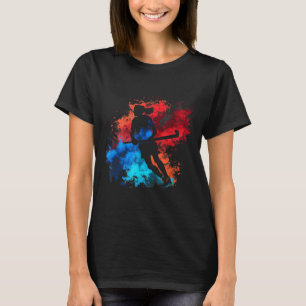 Field Hockey Field Hockey Player Flames Retro Fiel T-Shirt