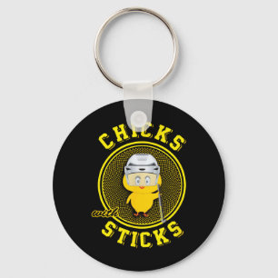 Field Hockey For Girls Chicks With Sticks Practice Keychain