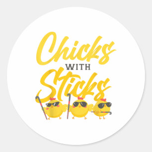 Field Hockey Friends Besties Buddy Chicken Chicks Classic Round Sticker