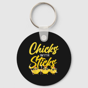 Field Hockey Friends Besties Buddy Chicken Chicks  Keychain