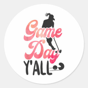 Field Hockey Game Day Y'all Classic Round Sticker