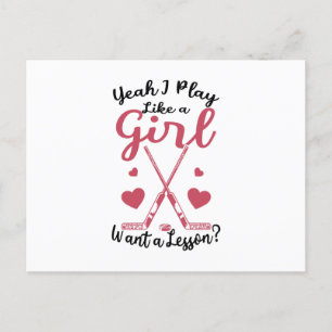 field hockey girls postcard