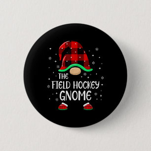 Field Hockey Gnome Buffalo Plaid Matching Family C 2 Inch Round Button
