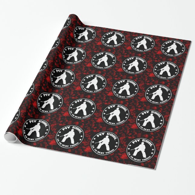 Field Hockey Goalie Christmas Gift Wrapping Paper (Unrolled)