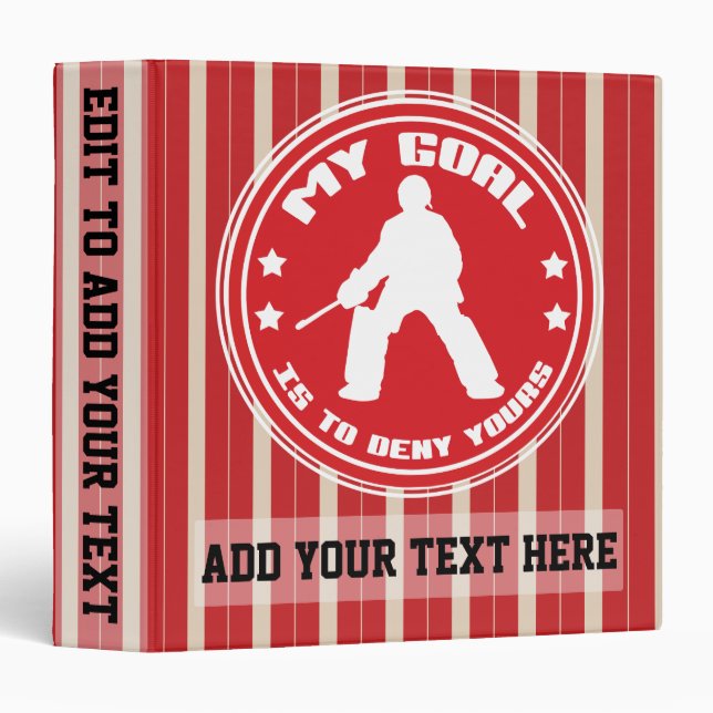 Field Hockey Goalie Quote 3 Ring Album Binder (Front/Spine)