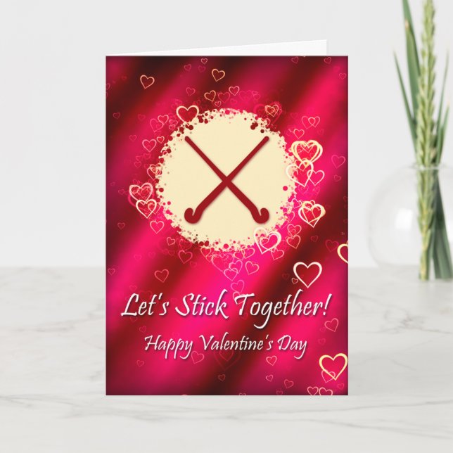 Field Hockey Goalie Sticks Valentine's Day Card (Front)