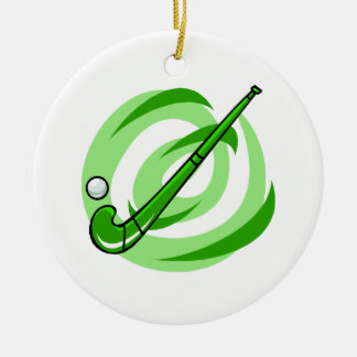 Field Hockey green logo Ceramic Ornament