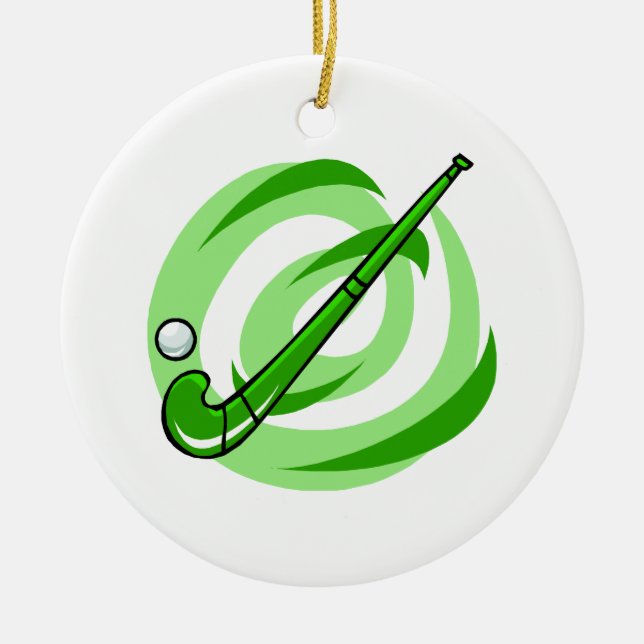 Field Hockey green logo Ceramic Ornament (Front)