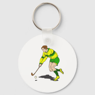 Field Hockey Guy Keychain