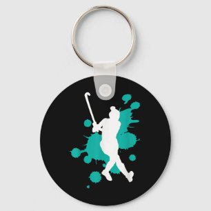 Field Hockey Hockey Player Colour Splash Design _2 Keychain
