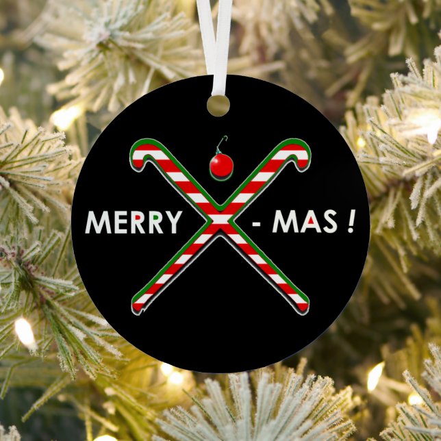 Field Hockey Holiday Gift Metal Ornament (Insitu)