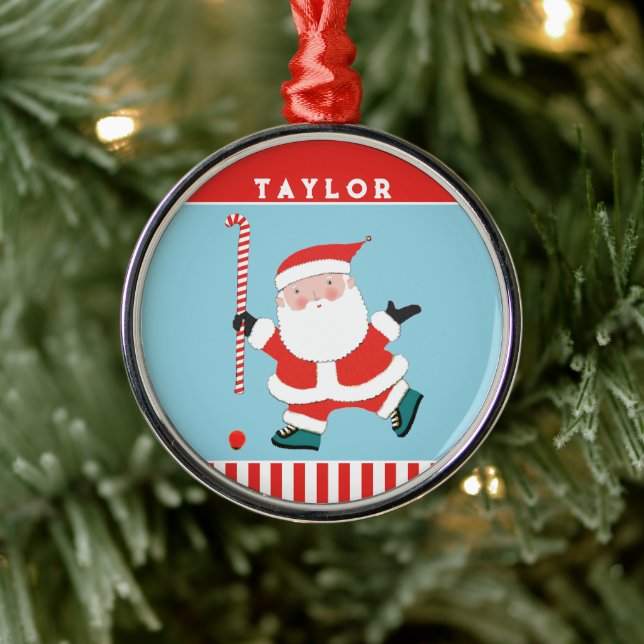 Field Hockey Holiday Keepsake Gift Metal Ornament (Tree)