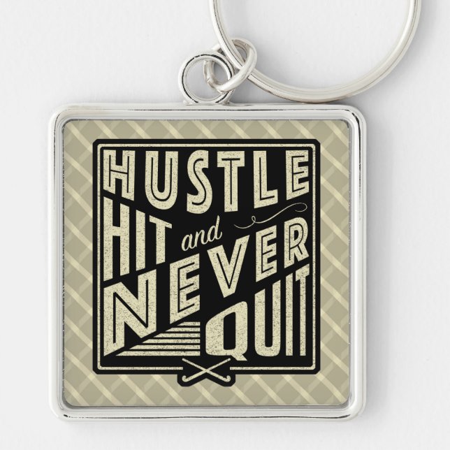 Field Hockey Hustle, Hit And Never Quit Key Ring (Front)