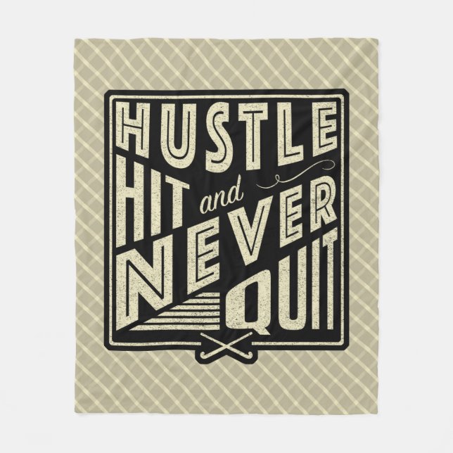 Field Hockey Hustle Hit Never Quit Throw Fleece Blanket (Front)