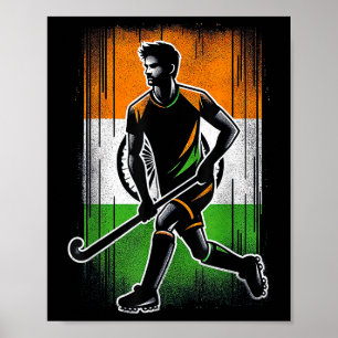 Field Hockey India Men Indian Flag Fieldhockey Tea Poster