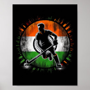 Field Hockey India Men Indian Flag Fieldhockey Tea Poster