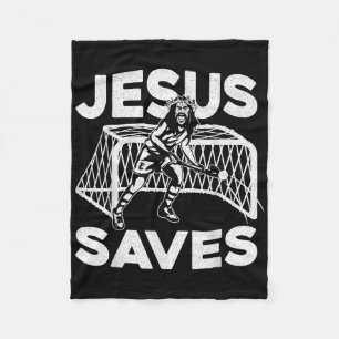 Field Hockey Jesus Faith Christian Jesus Saves  Fleece Blanket