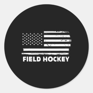 Field Hockey Life Usa Flag Patriotic Sports Design Classic Round Sticker