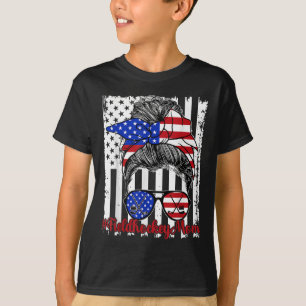 Field Hockey Mom American Flag Mothers Day 4th Of T-Shirt