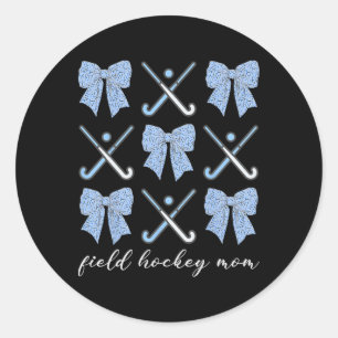 Field Hockey Mom Coquette Bow Cute Hockey Lovers M Classic Round Sticker
