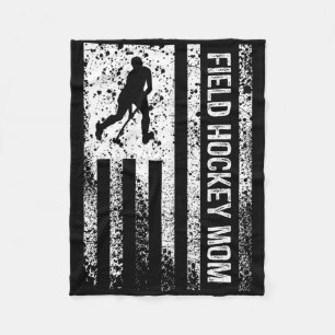 Field Hockey Mom Mama Distressed Vintage American  Fleece Blanket