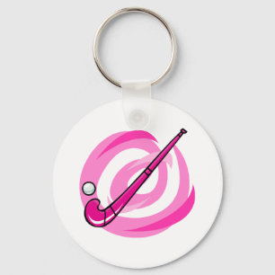 Field Hockey pink logo Keychain