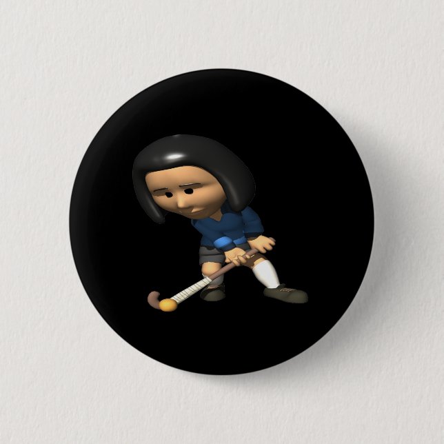 Field Hockey Player 3 2 Inch Round Button (Front)