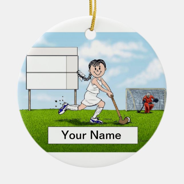 Field Hockey Player - Female Ceramic Ornament (Front)