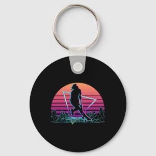 Field Hockey Player Retro _1 Keychain