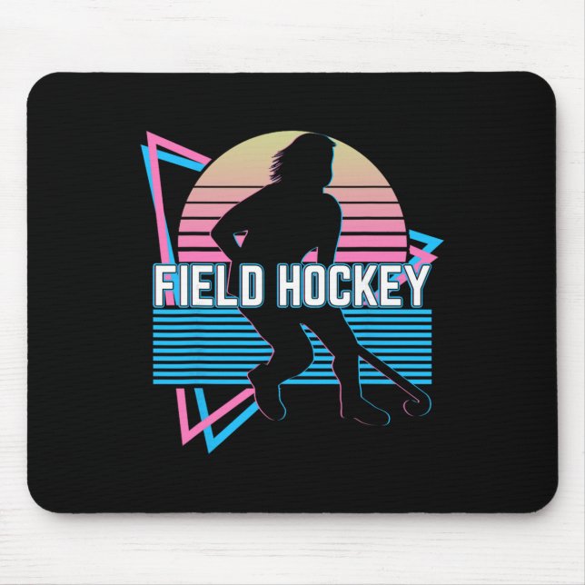 Field Hockey Player Retro  Mouse Pad (Front)