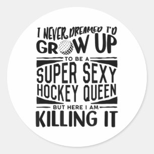 Field Hockey Player Shirt Women Girls Field Hockey Classic Round Sticker