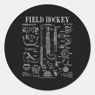 Field Hockey Player Team Sports Funny Vintage Pate Classic Round Sticker