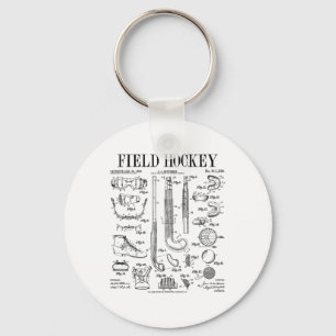 Field Hockey Player Team Sports Funny Vintage Pate Keychain