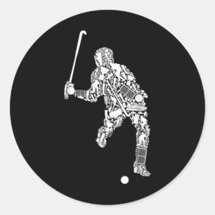 Field Hockey Player Youth Boys Kids Men  Classic Round Sticker