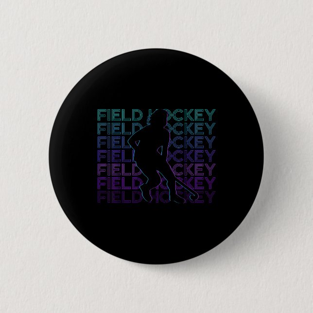 Field Hockey Retro  2 Inch Round Button (Front)