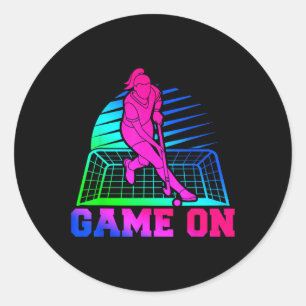 Field Hockey Retro 80s 90s Let's Play Classic Round Sticker