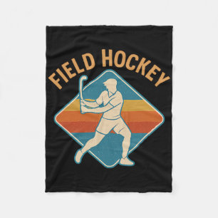 Field Hockey Retro Sport Vintage Style Fleece Blanket