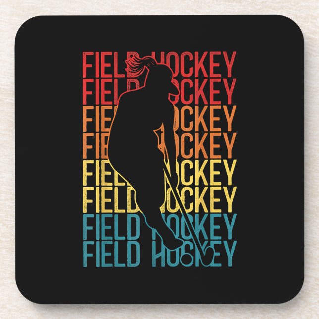 Field Hockey Retro Vintage Field Hockey Coaster (Front)